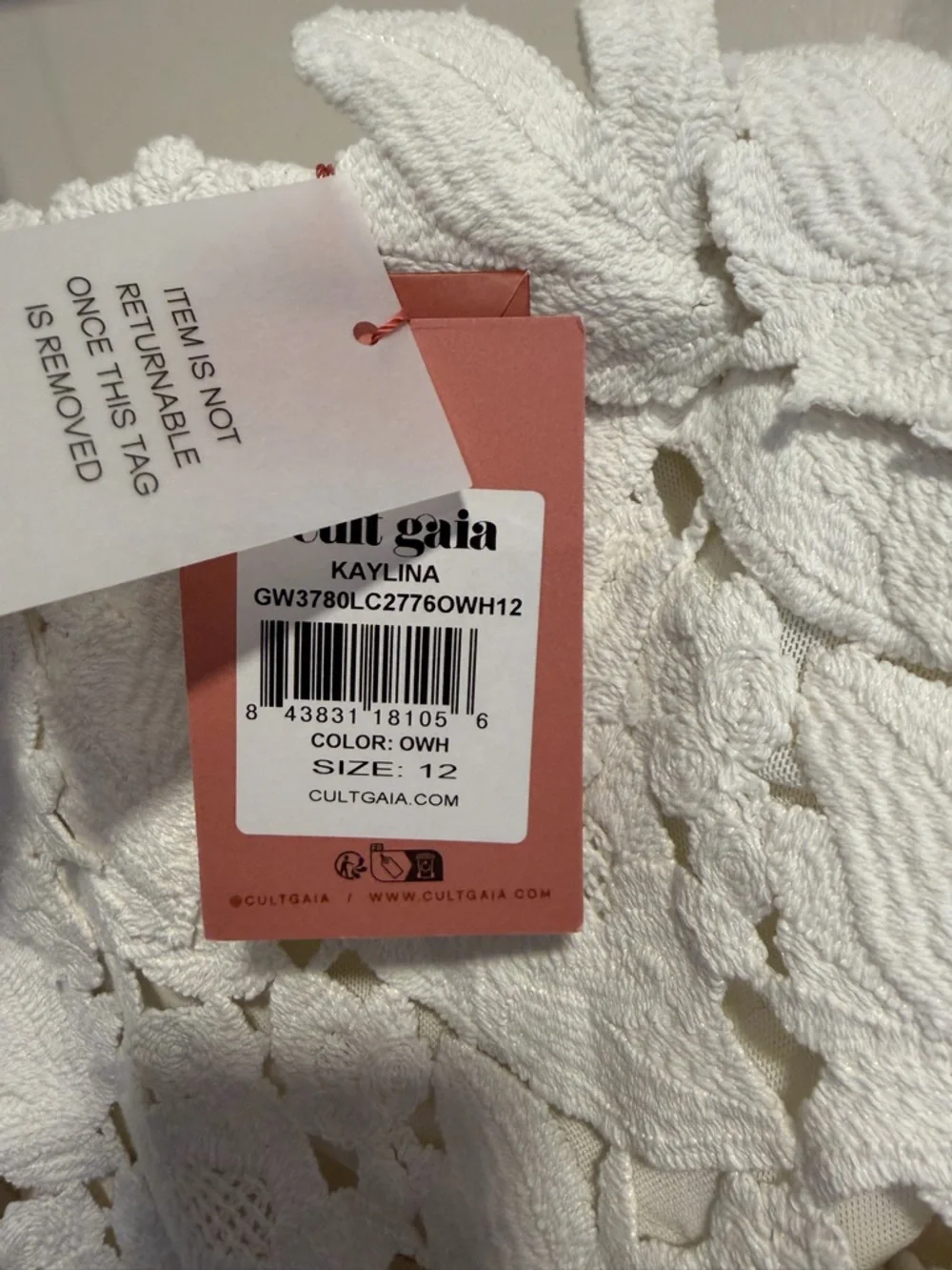 Cult Gaia Kaylina White Strapless Crochet Lace Maxi Dress Size 12 NEW! With tags - Picture 7 of 16
